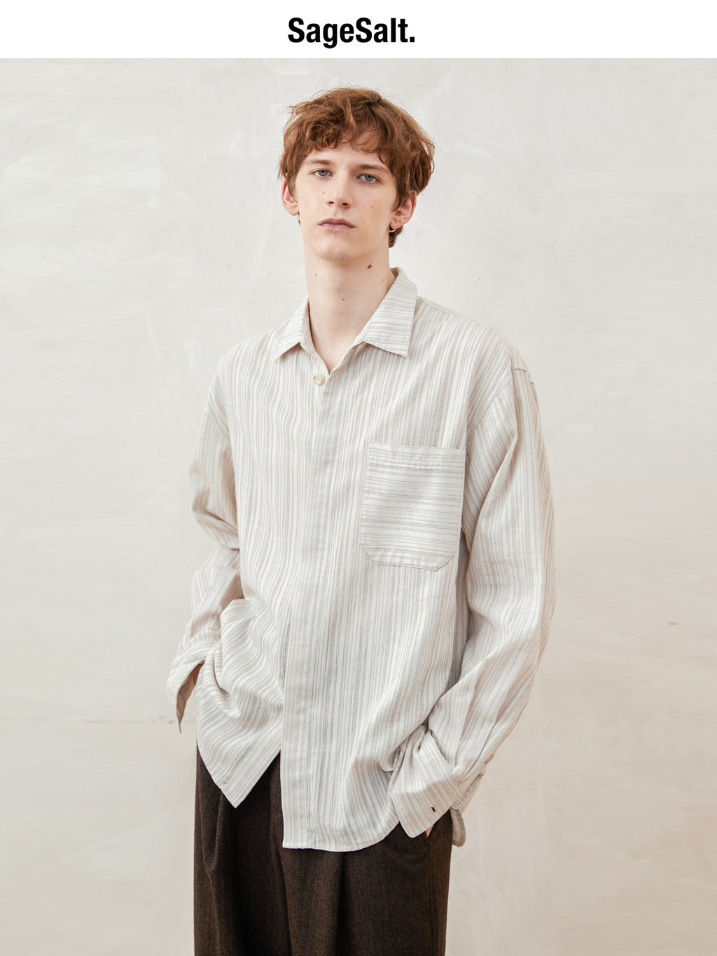 Cotton-Linen Striped Long-Sleeve Shirt