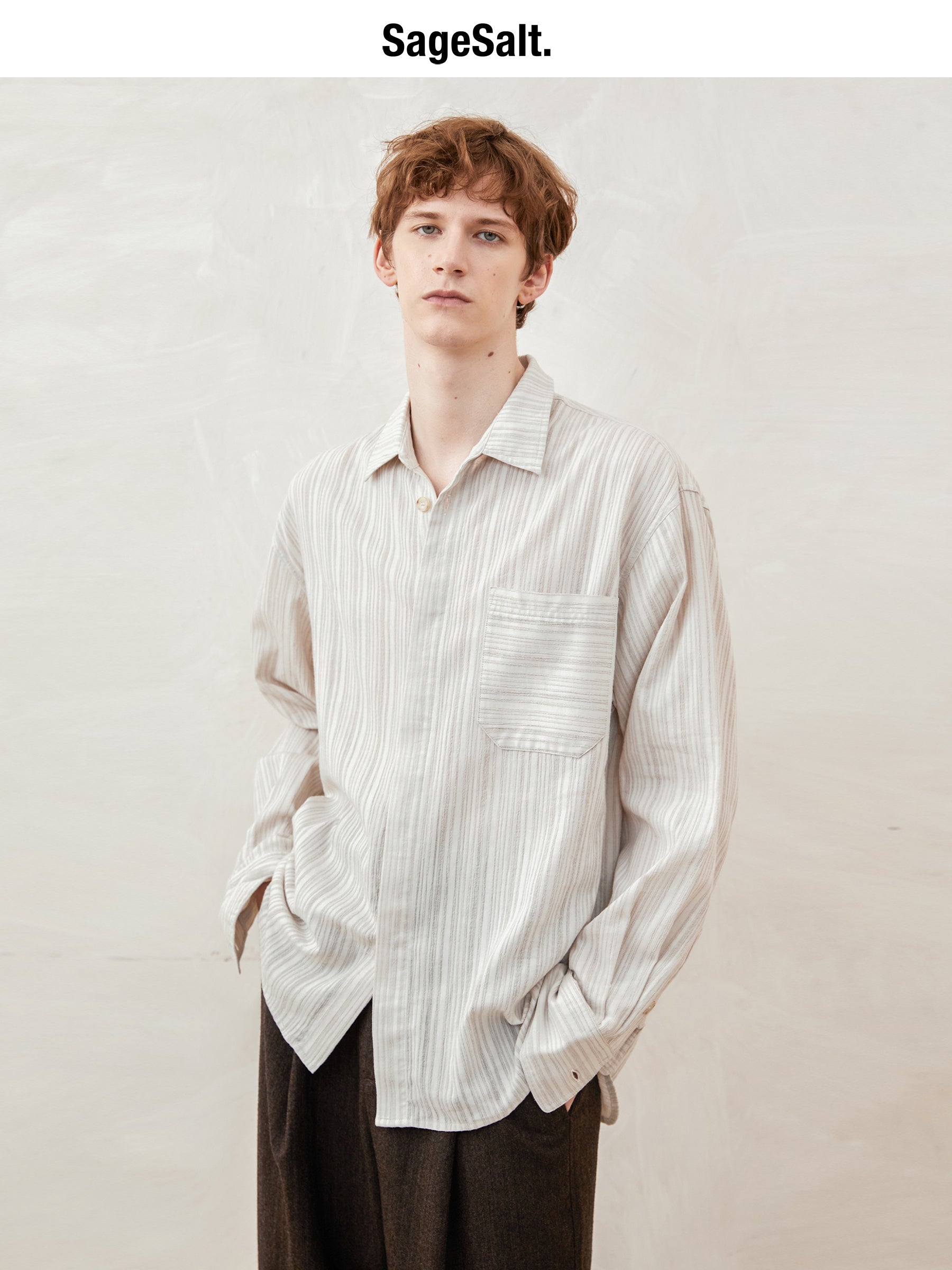 Cotton-Linen Striped Long-Sleeve Shirt