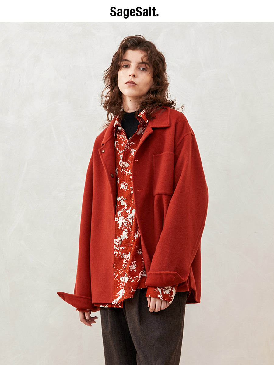 Silk and Wool Blend Reversible Shirt Jacket