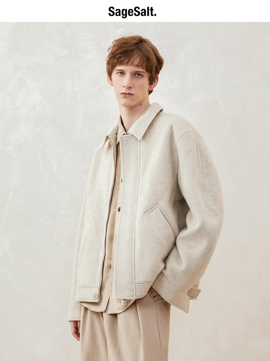 Oversized Zip-up Wool Jacket