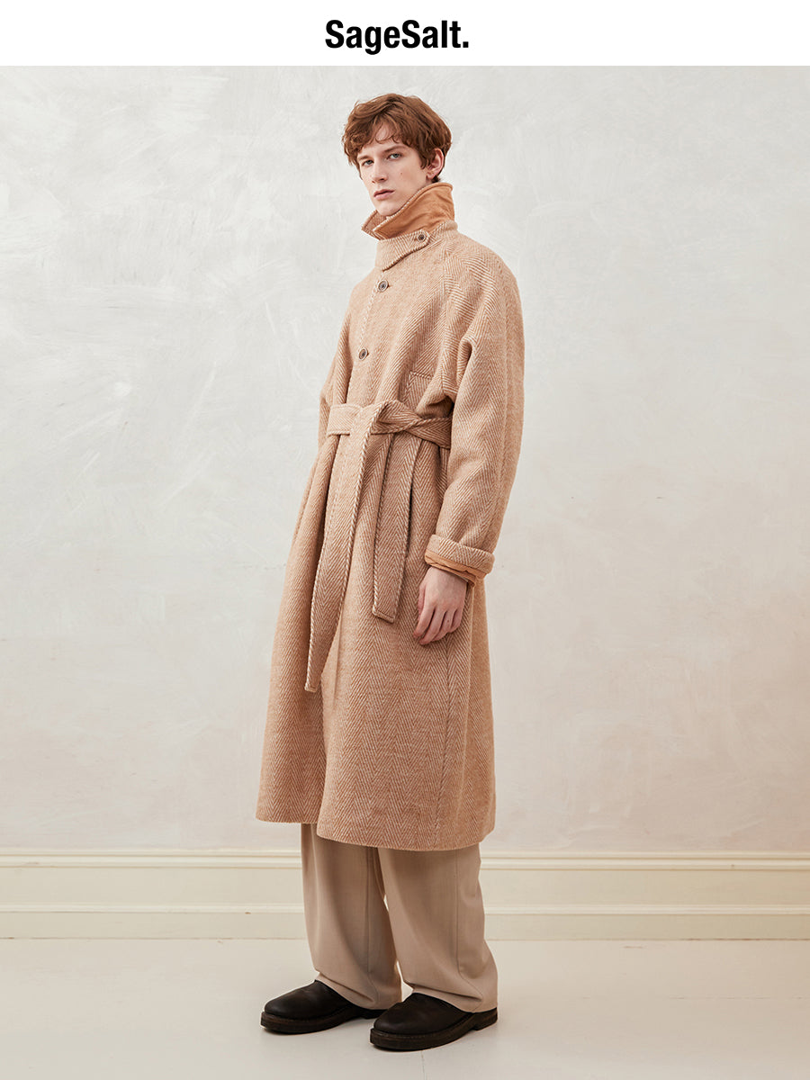 Herringbone Drop Shoulder Overcoat