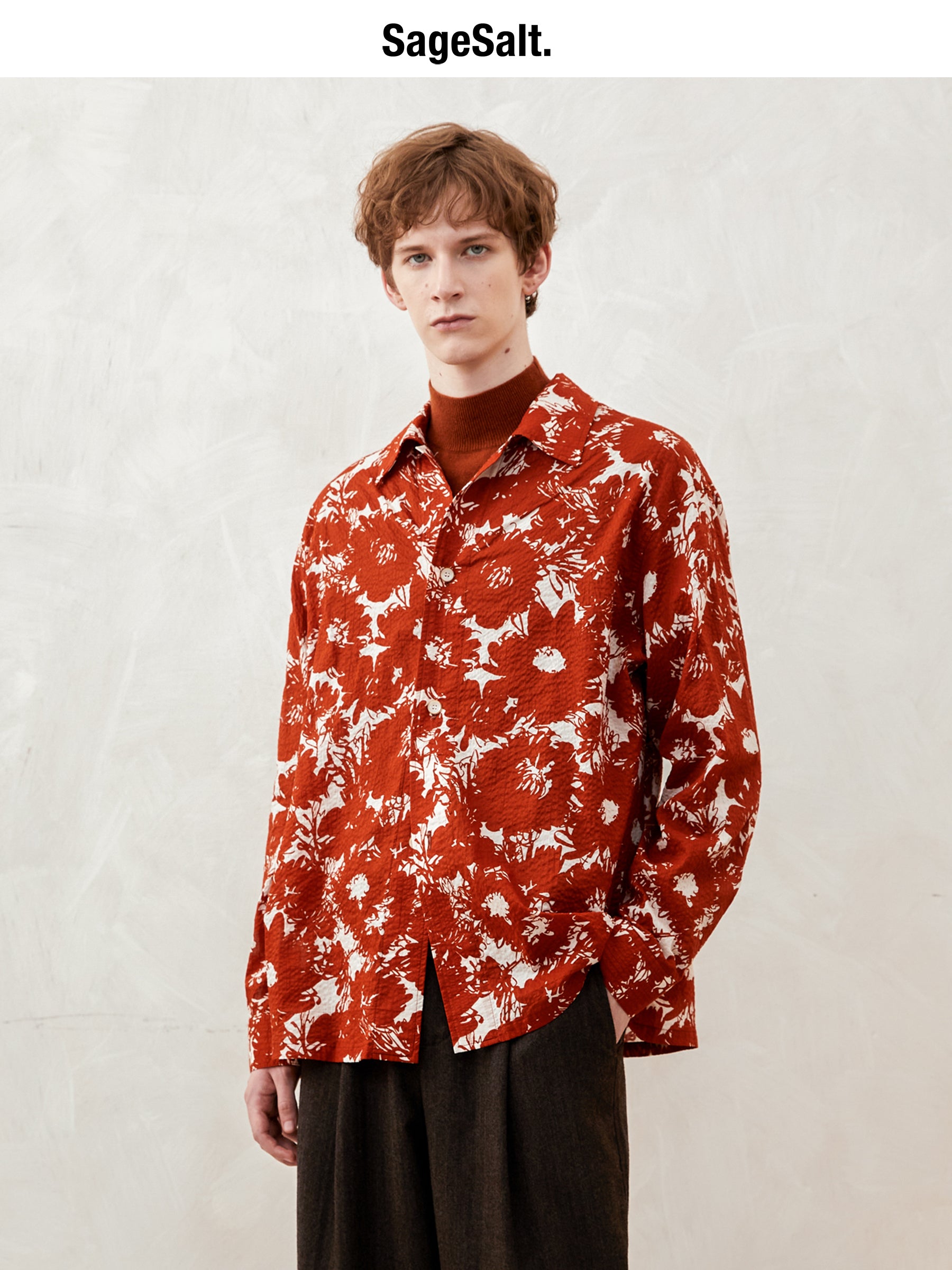 Sunned Red Printed Long-Sleeve Shirt
