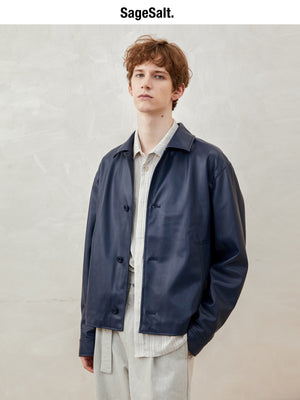 An eco-friendly PU leather structured jacket