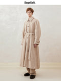 Loose-fitting, drop-shoulder, A-line, long coat with a wide hem