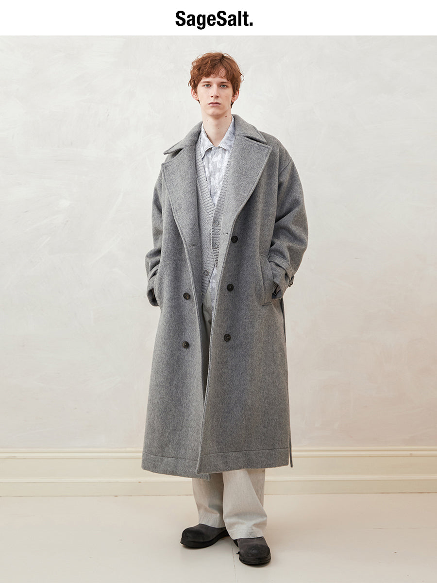 Oversized Drop Shoulder Double-Breasted Coat