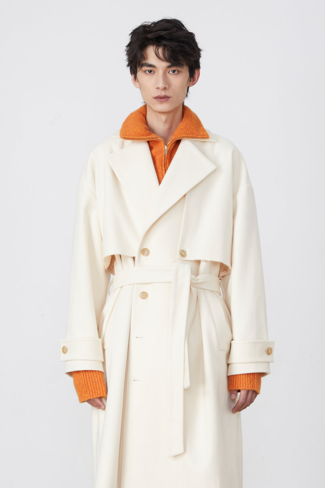 Double-Breasted Drape Coat