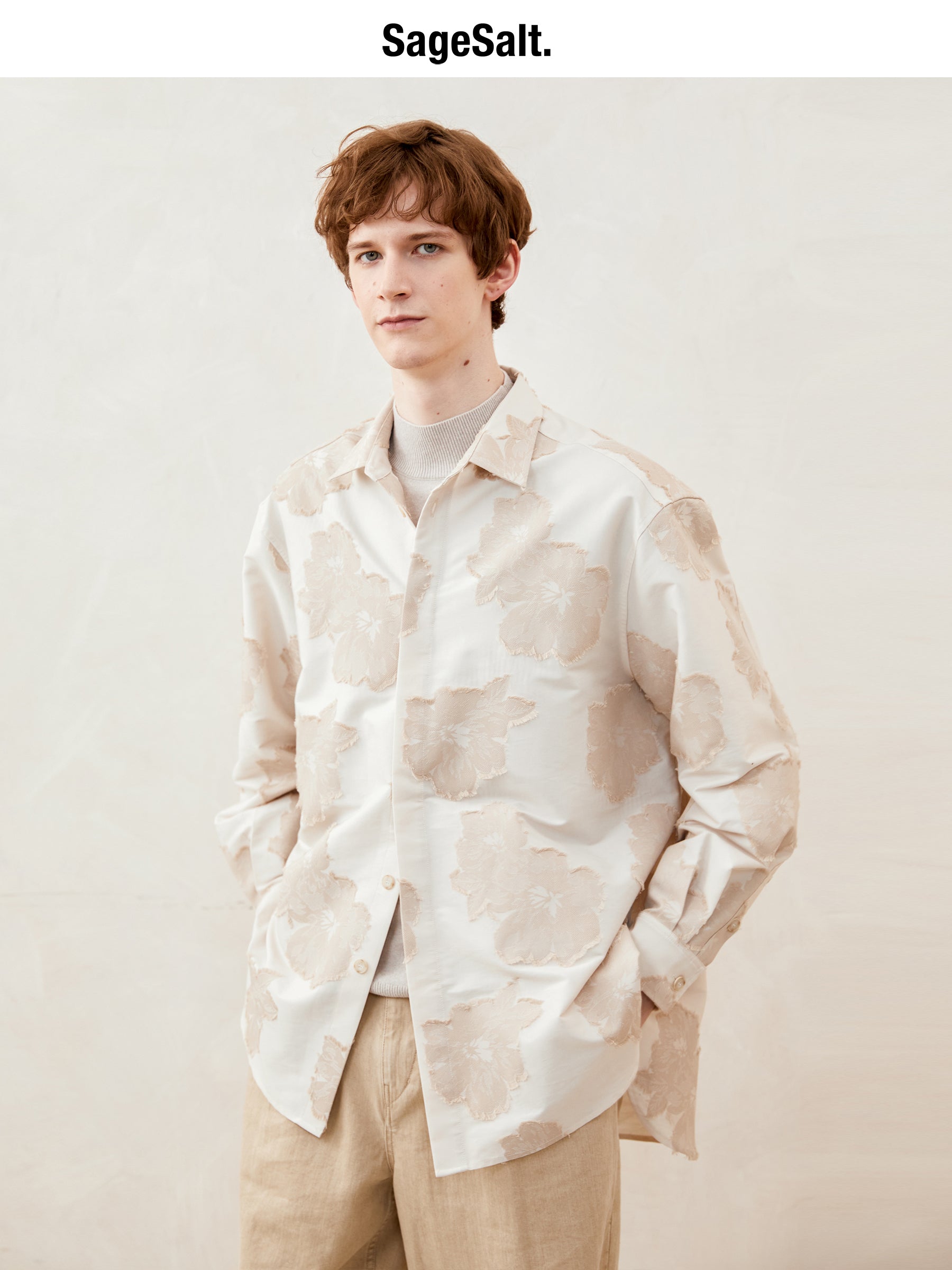Loose Jacquard Shirt Jacket