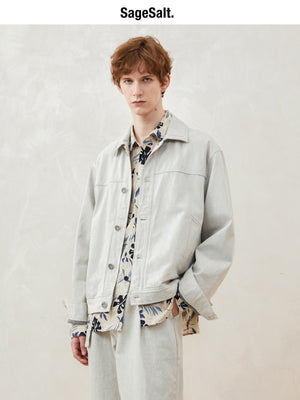 Stone-washed denim jacket