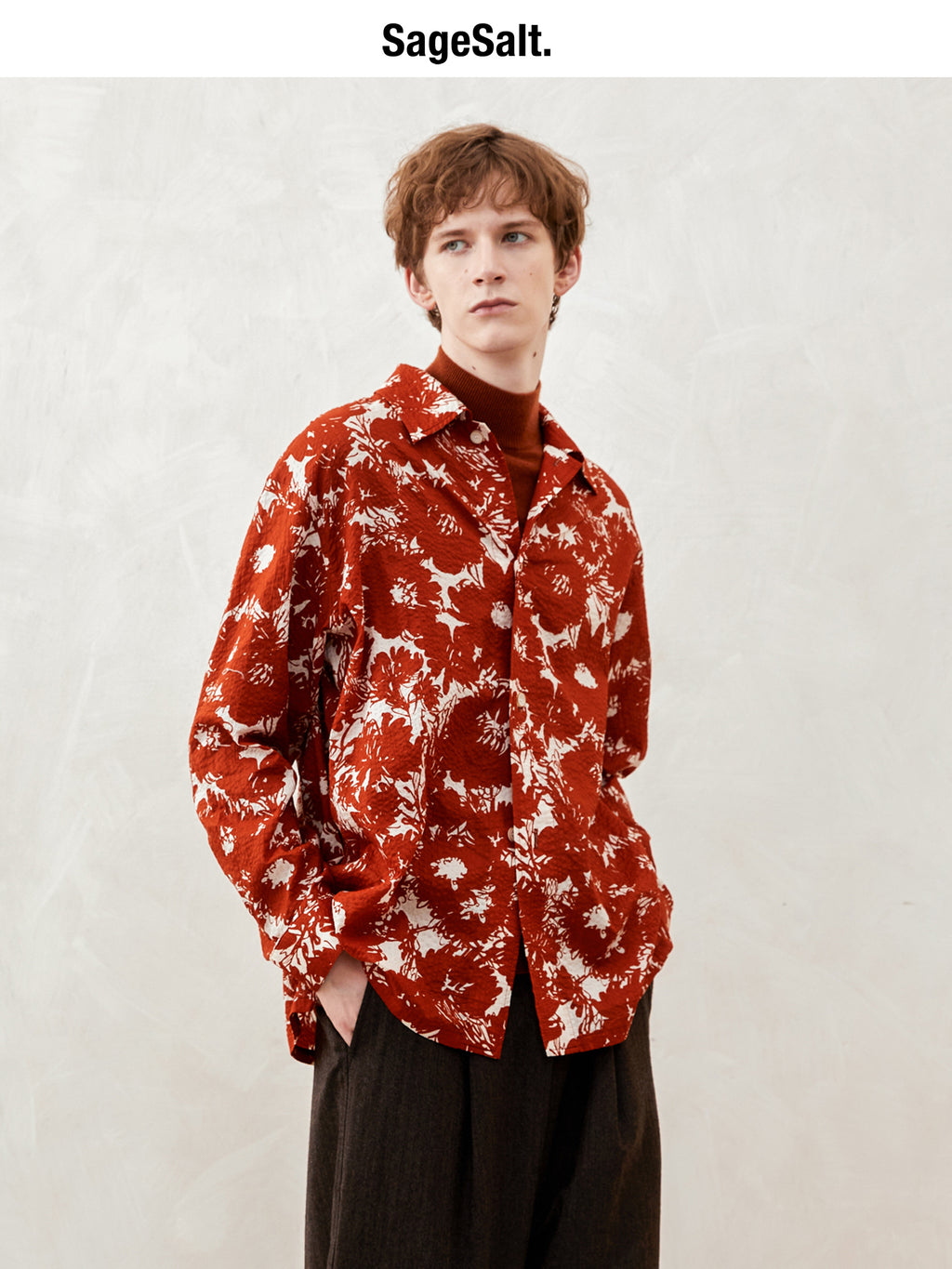 Sunned Red Printed Long-Sleeve Shirt