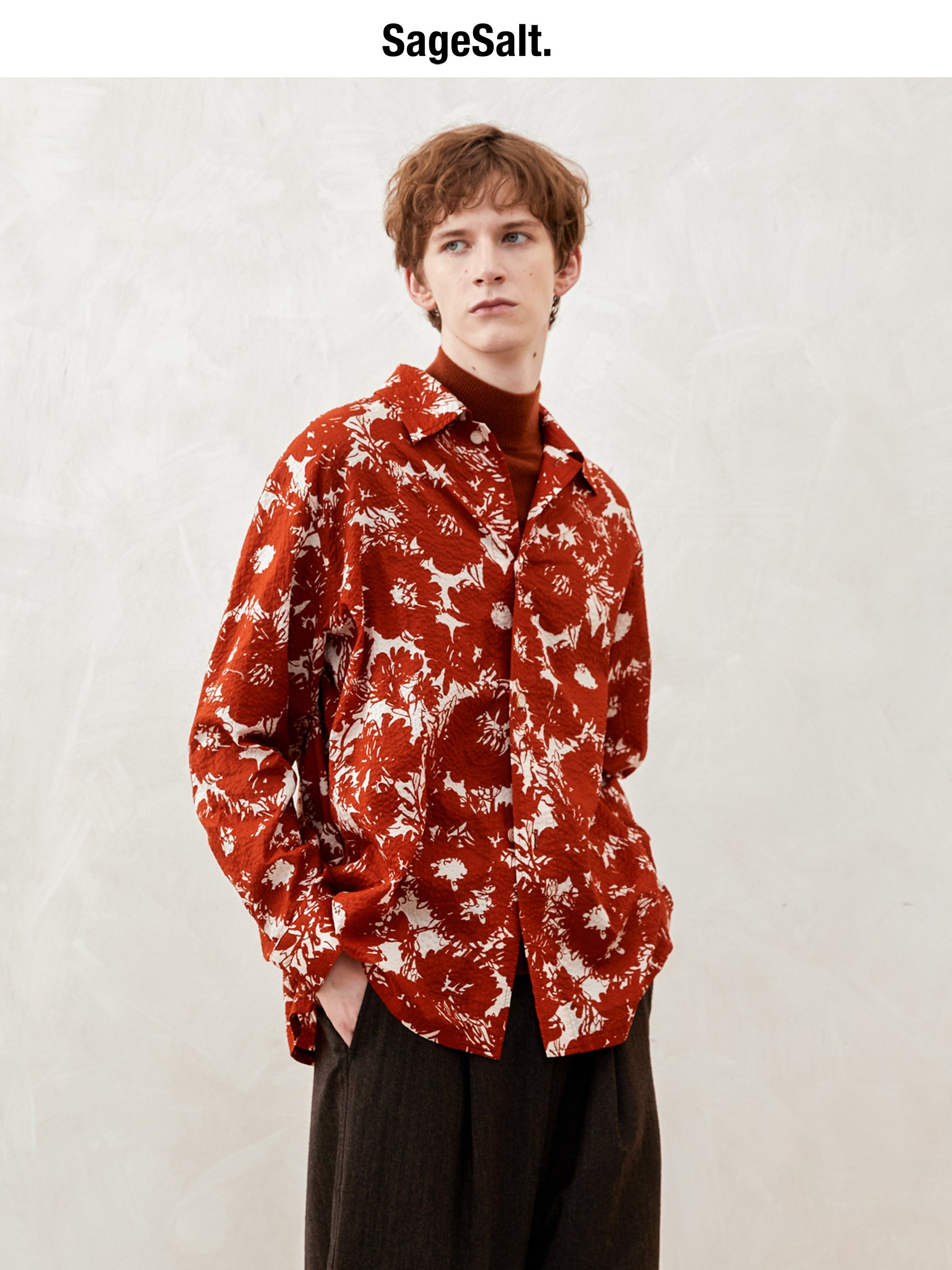 Sunned Red Printed Long-Sleeve Shirt