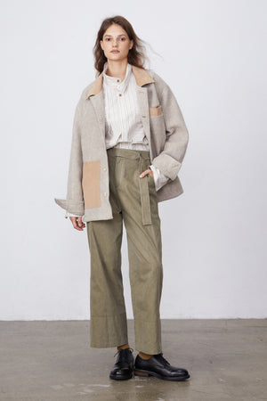 Wool Corduroy Patchwork Jacket