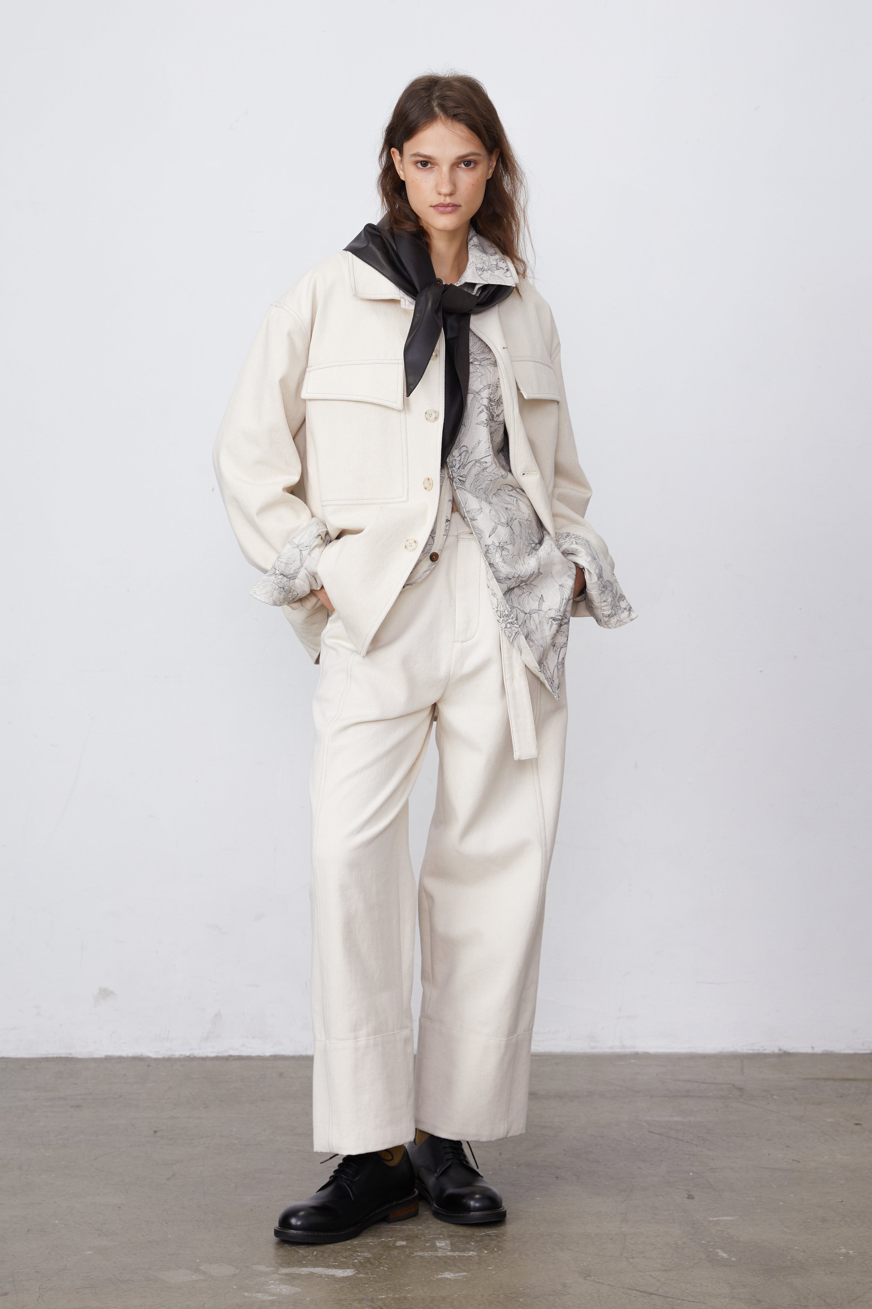 Cotton Twill Straight-Leg Ankle-Length Pants