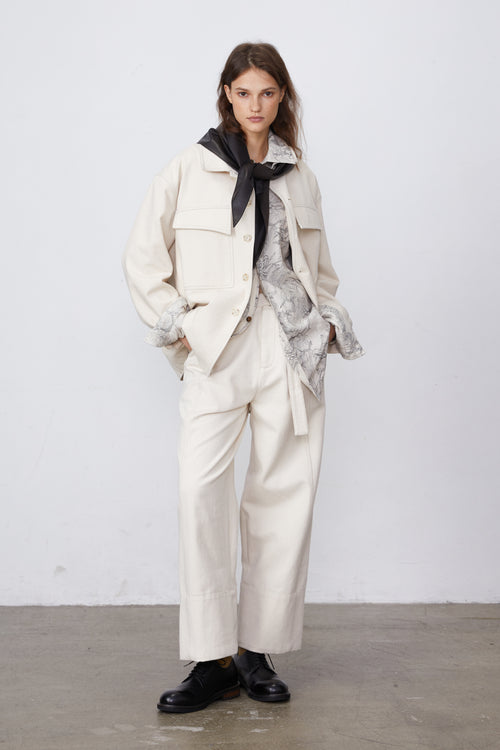 Cotton Twill Straight-Leg Ankle-Length Pants