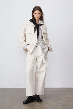 Cotton Twill Straight-Leg Ankle-Length Pants