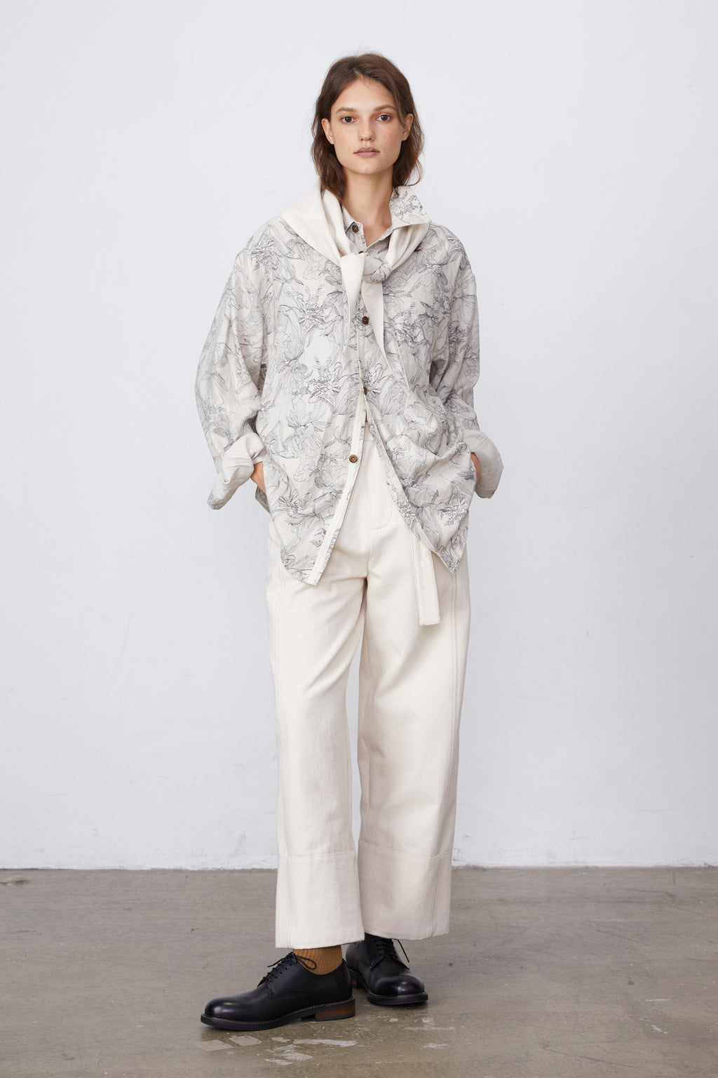 Cotton Twill Straight-Leg Ankle-Length Pants