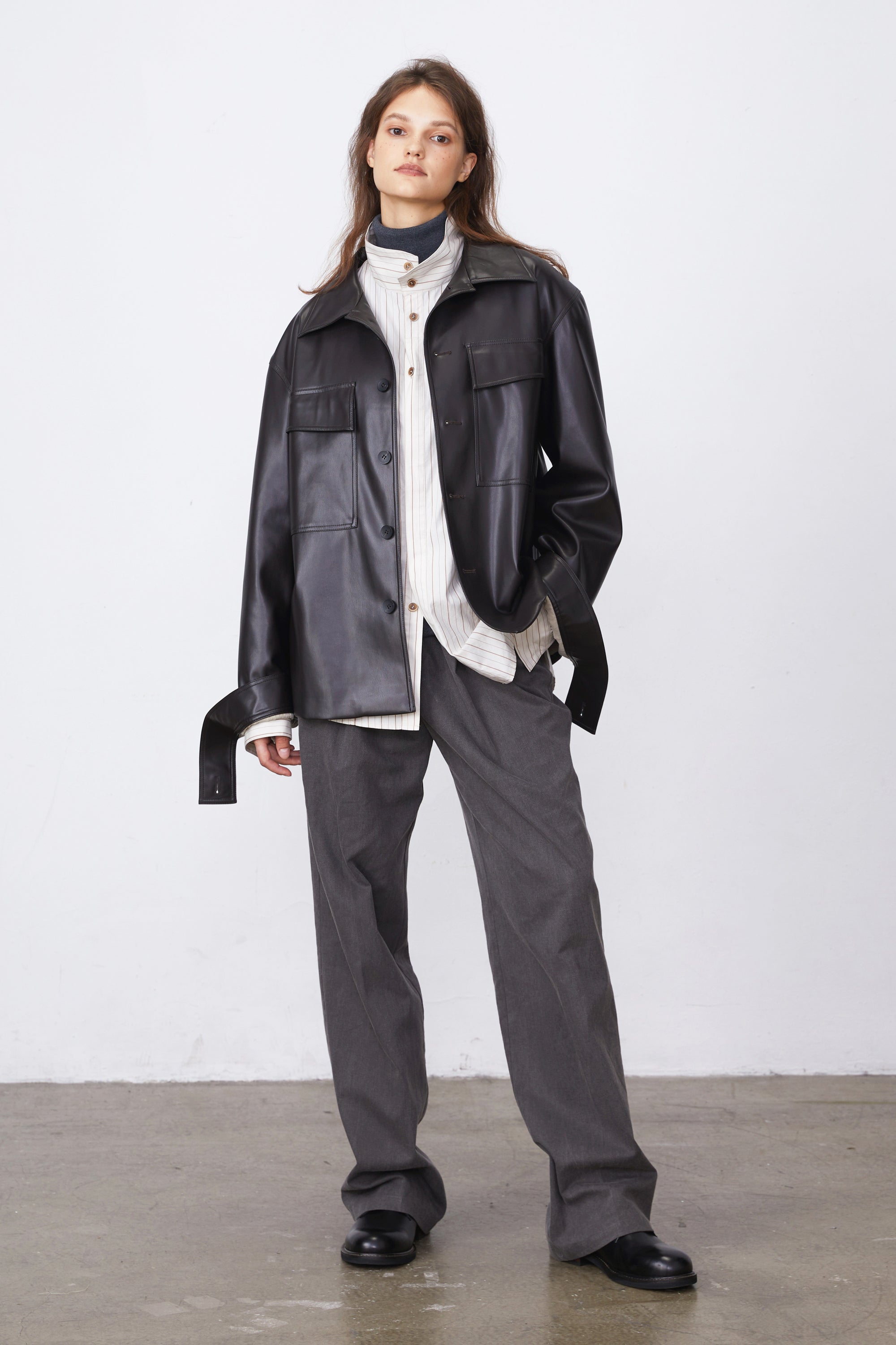 Eco-Friendly Leather Shirt Jacket