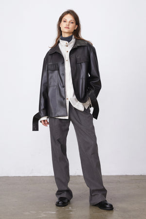 Eco-Friendly Leather Shirt Jacket