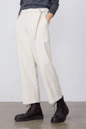 Cotton Twill Straight-Leg Ankle-Length Pants