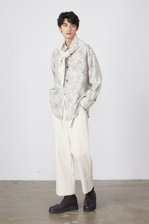 Linen Blend Printed Long-Sleeved Shirt