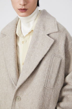 Over-Silhouette Drop Shoulder Wool Trench Coat