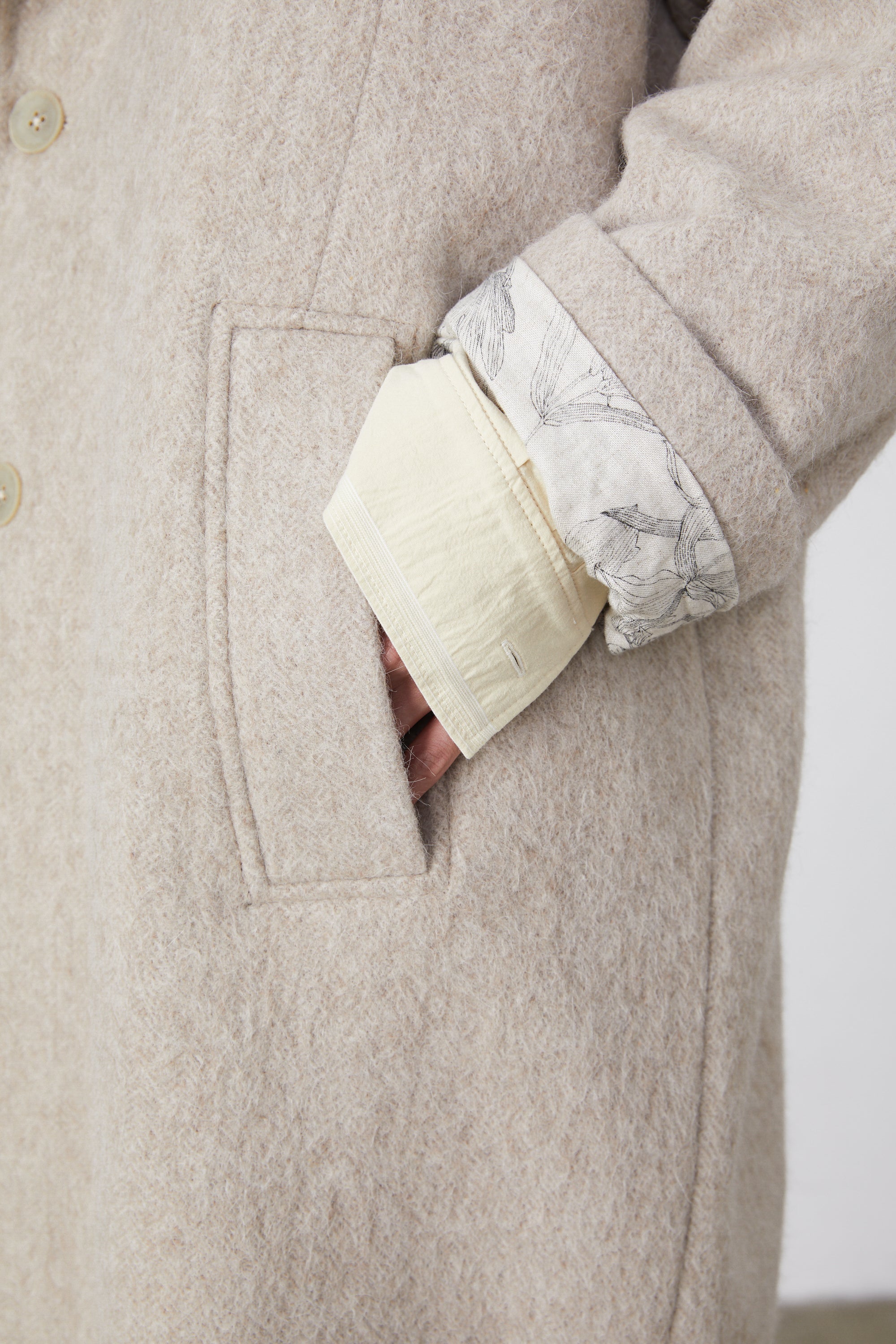 Over-Silhouette Drop Shoulder Wool Trench Coat
