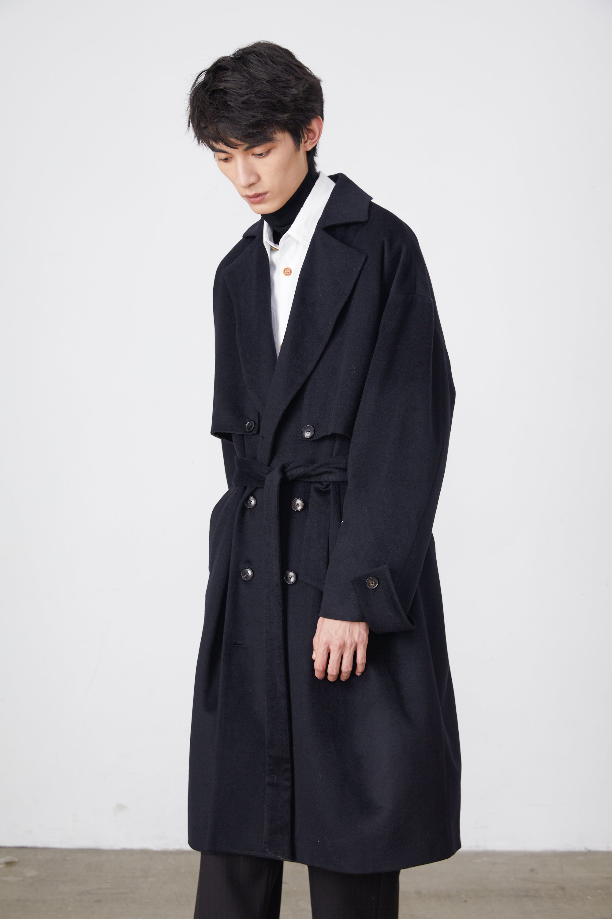 Double-Breasted Drape Coat