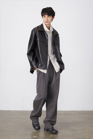 Eco-Friendly Leather Shirt Jacket