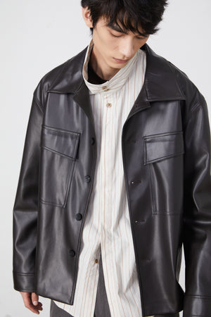 Eco-Friendly Leather Shirt Jacket