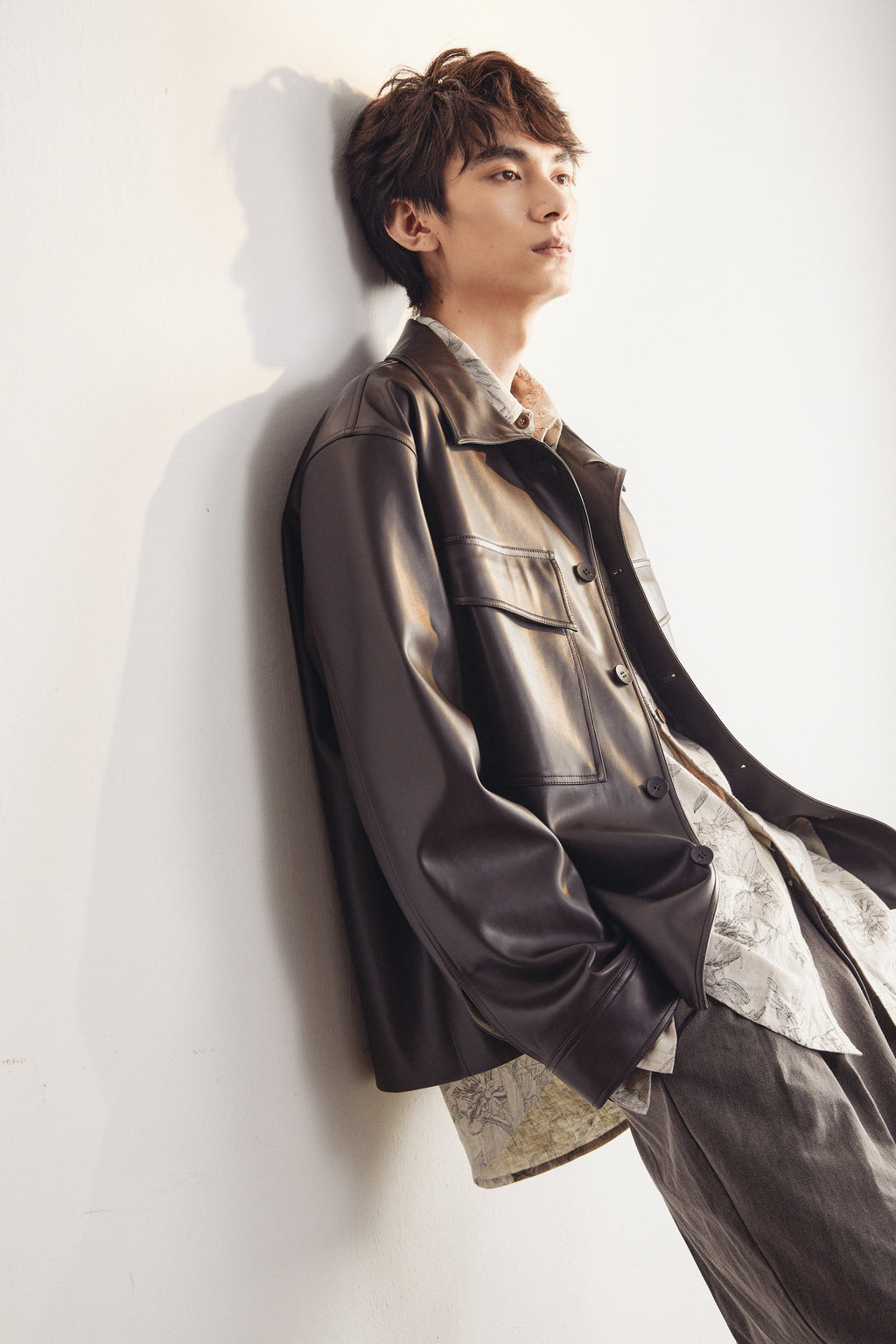 Eco-Friendly Leather Shirt Jacket