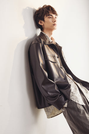 Eco-Friendly Leather Shirt Jacket