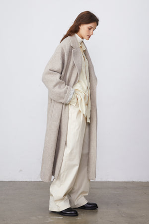 Over-Silhouette Drop Shoulder Wool Trench Coat