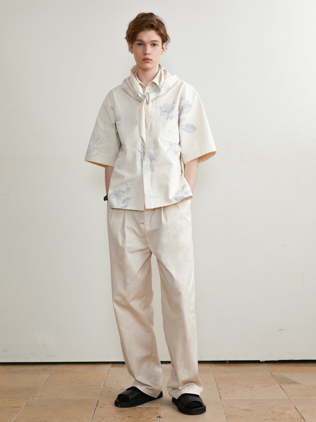 Printed Twill Cotton Short-Sleeved Shirt