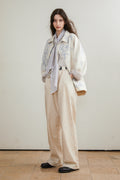 Front Drop Shoulder Back Insert Shoulder Print Jacket