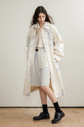 Single-Breasted Extended Shoulder Printed Trench Coat