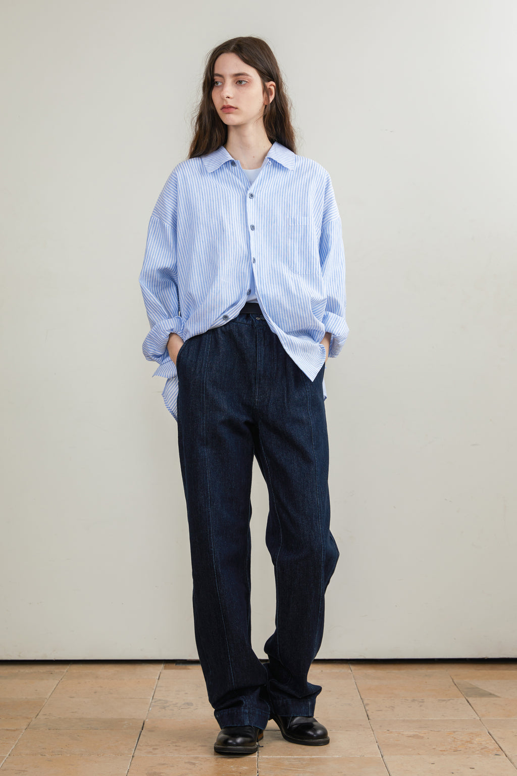 Pre-Washed Straight-Leg Jeans