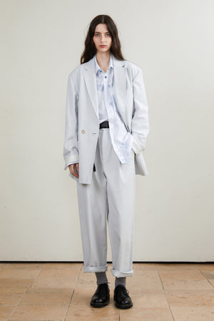 Pale Blue Printed Pinstripe Long-Sleeve Shirt