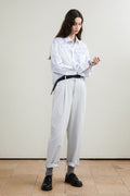 Slightly Tapered Single-Pleated Ankle-Length Pants