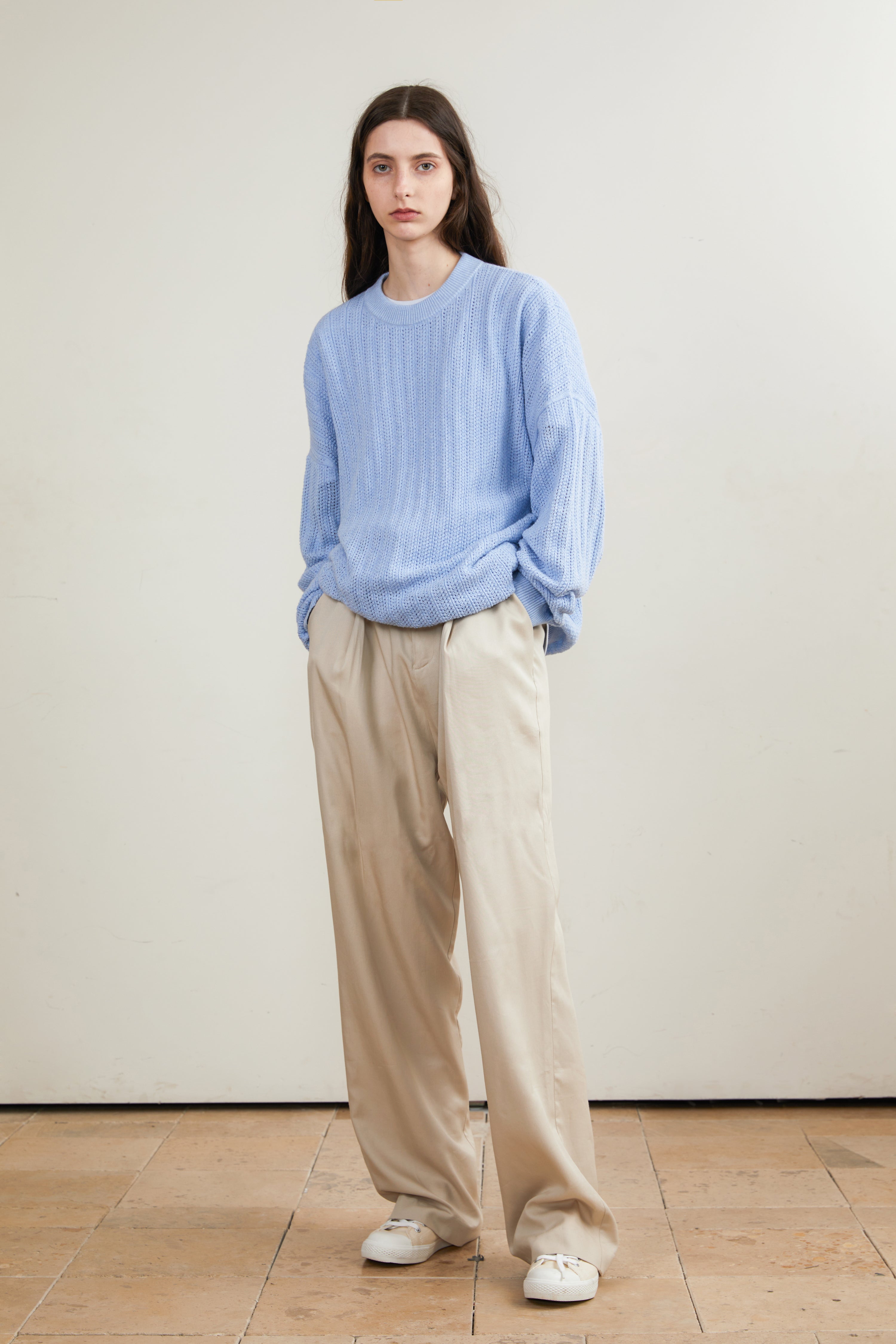 Single-Pleated Wide-Leg Pants