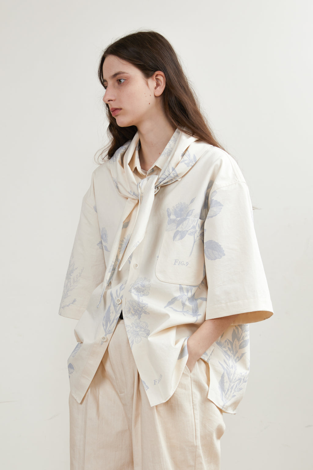Printed Twill Cotton Short-Sleeved Shirt