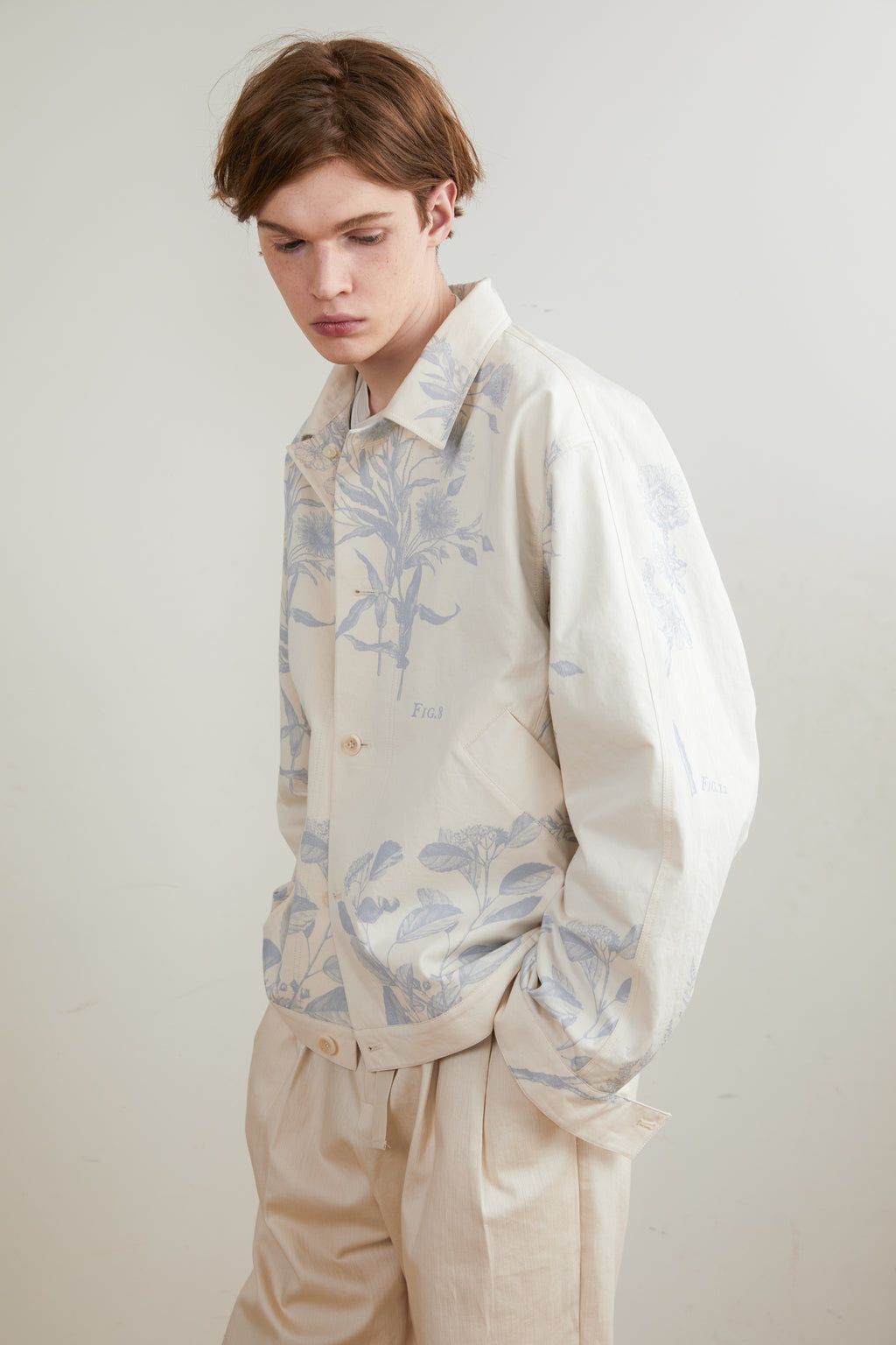 Front Drop Shoulder Back Insert Shoulder Print Jacket