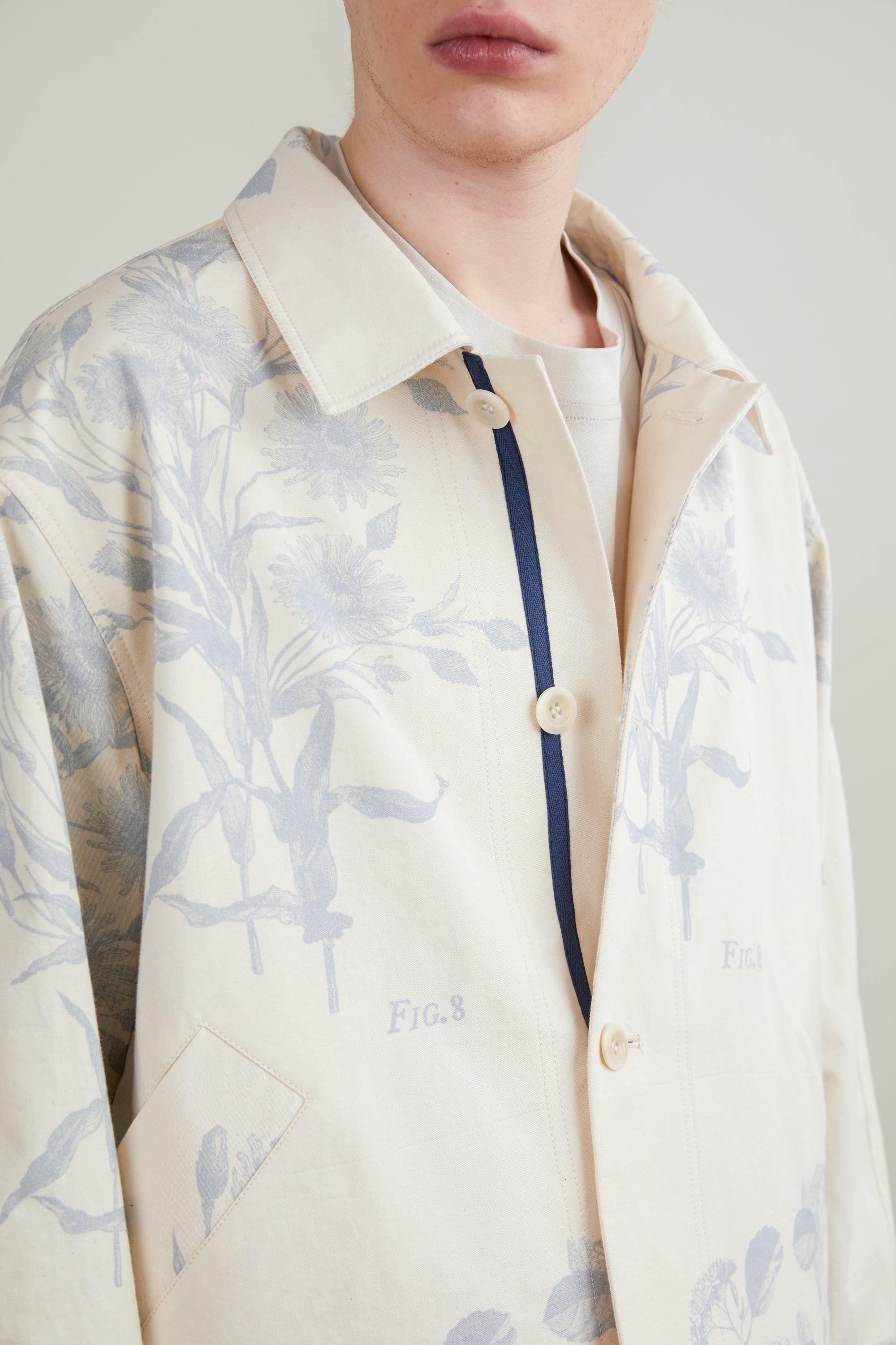Front Drop Shoulder Back Insert Shoulder Print Jacket