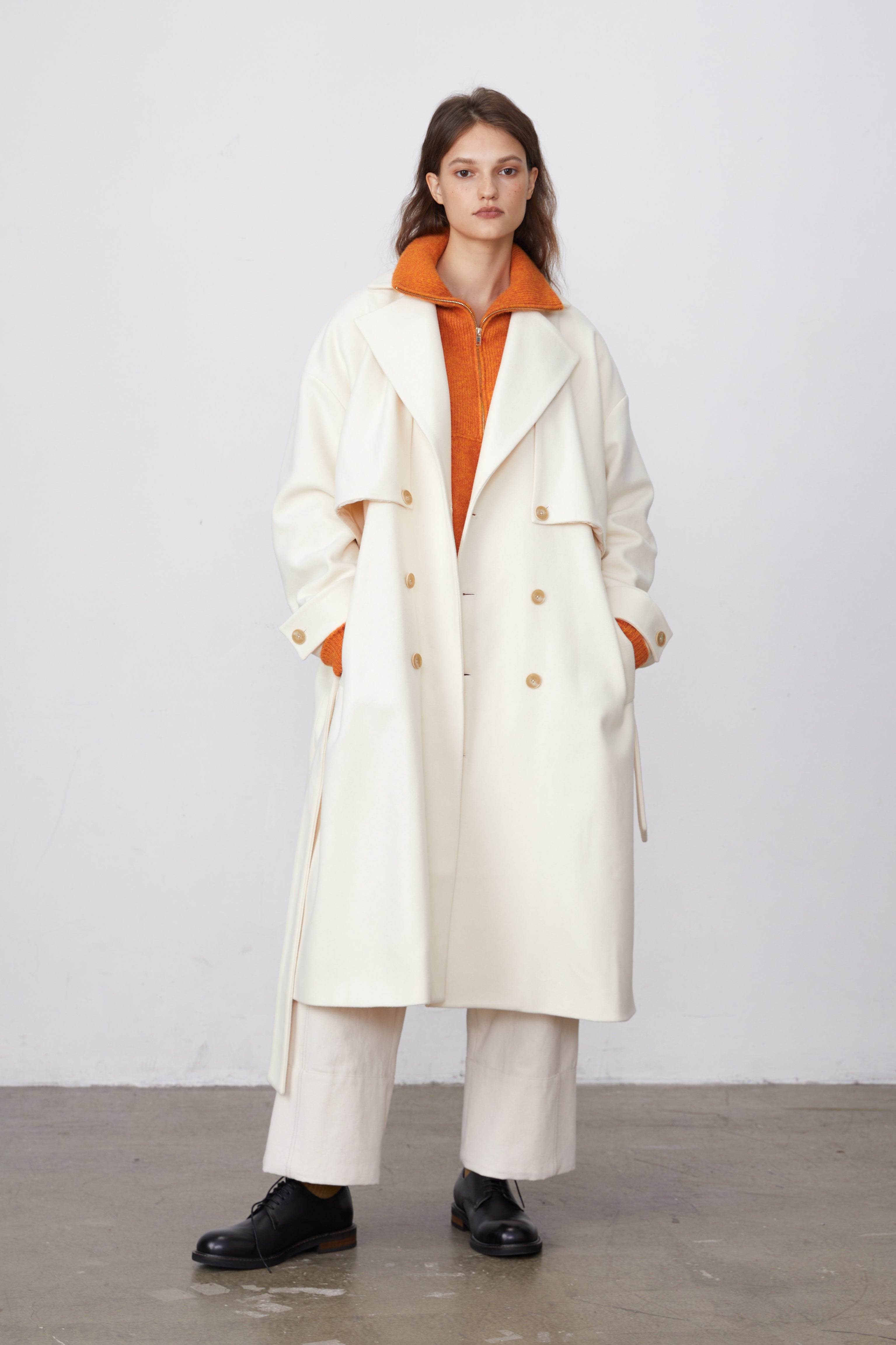 Double-Breasted Drape Coat