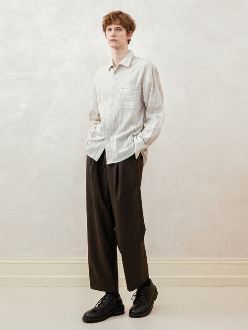Cotton-Linen Striped Long-Sleeve Shirt