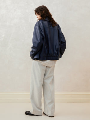 An eco-friendly PU leather structured jacket