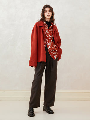 Silk and Wool Blend Reversible Shirt Jacket