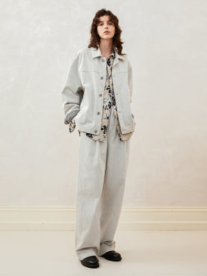 Stone-washed denim jacket