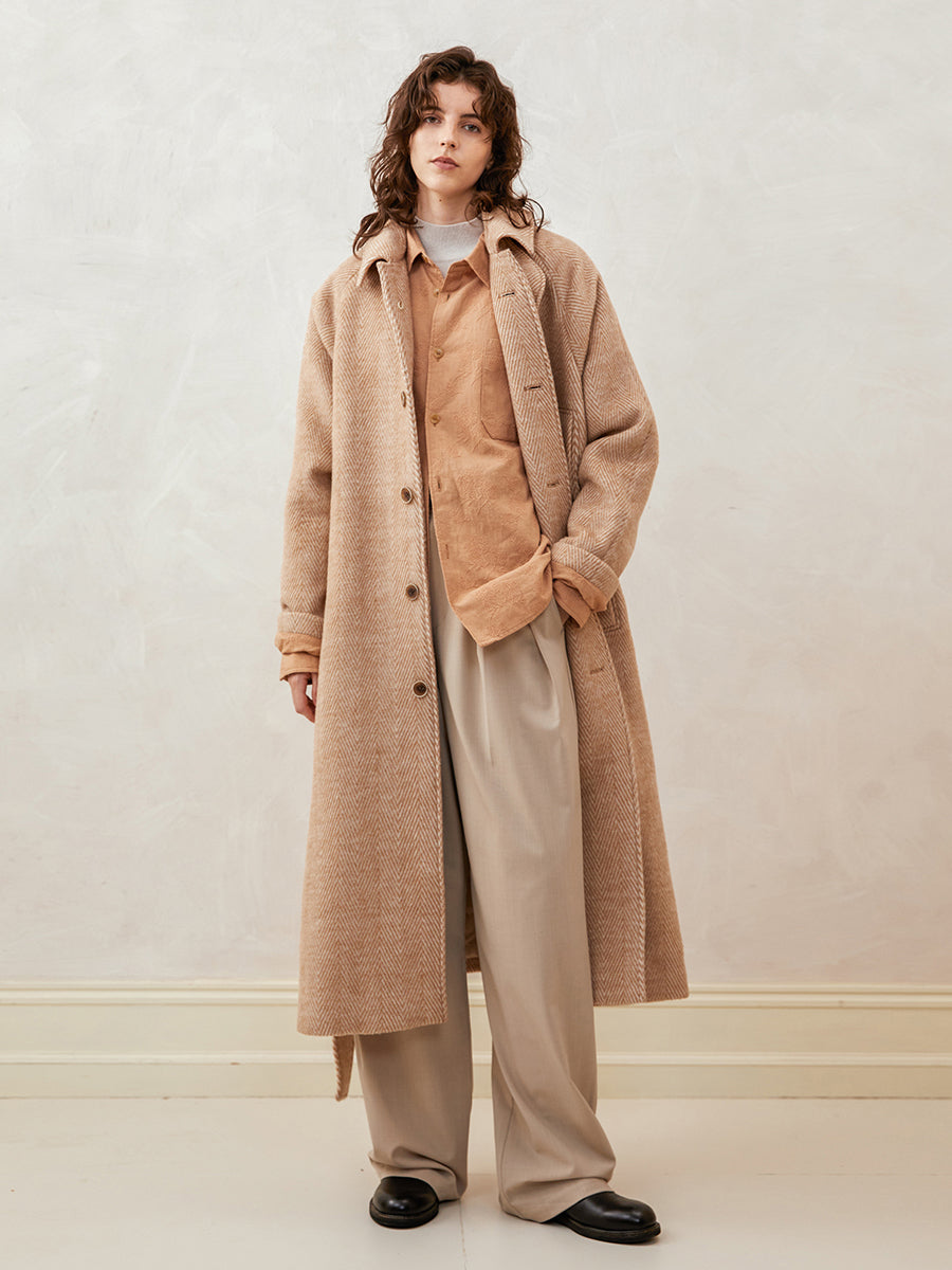 Herringbone Drop Shoulder Overcoat