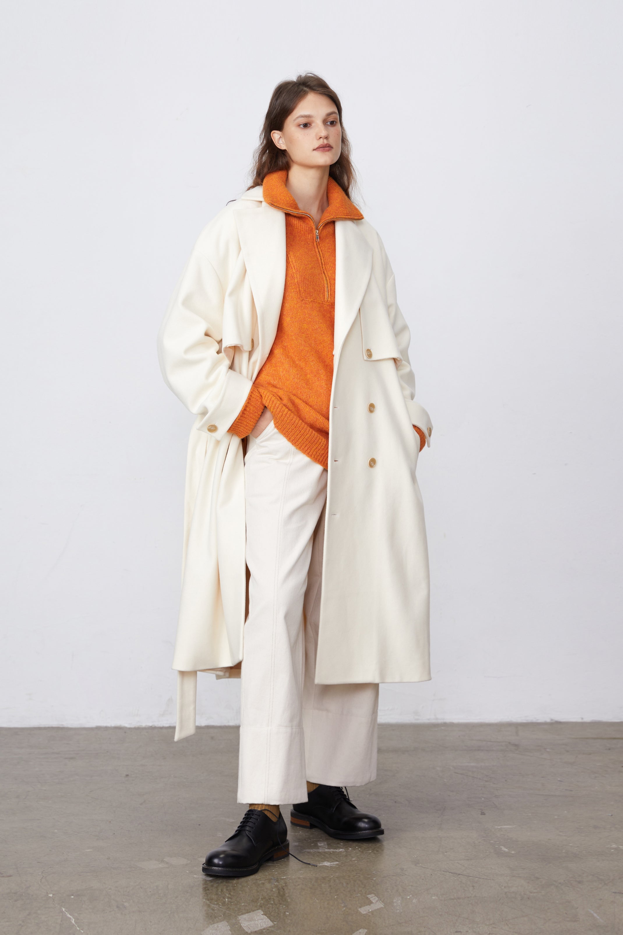 Double-Breasted Drape Coat