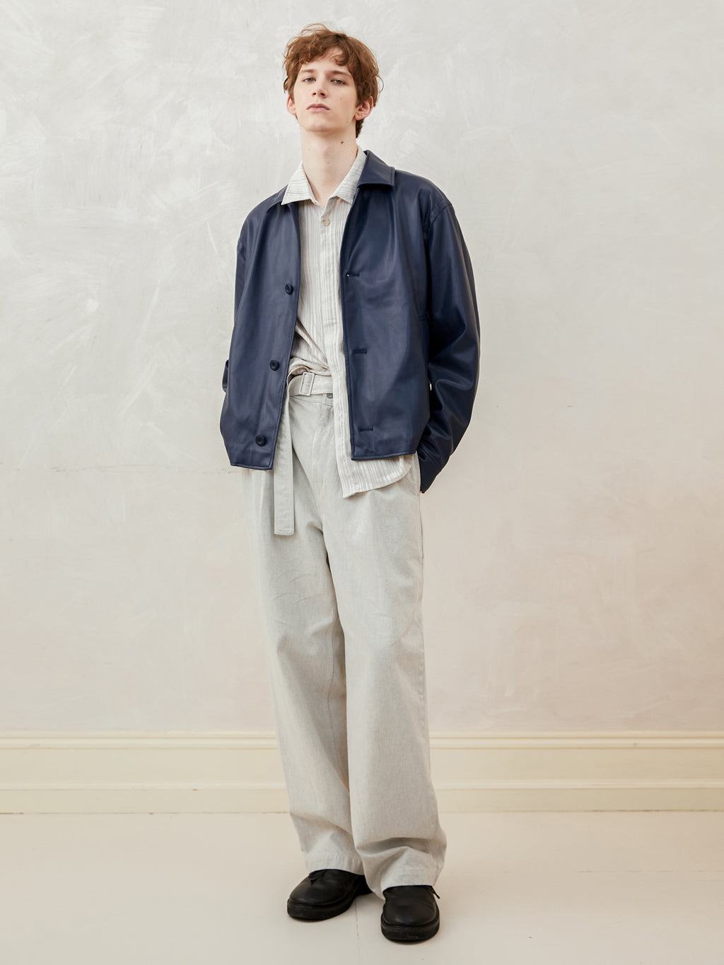 Cotton-Linen Striped Long-Sleeve Shirt