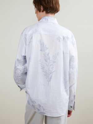 Pale Blue Printed Pinstripe Long-Sleeve Shirt